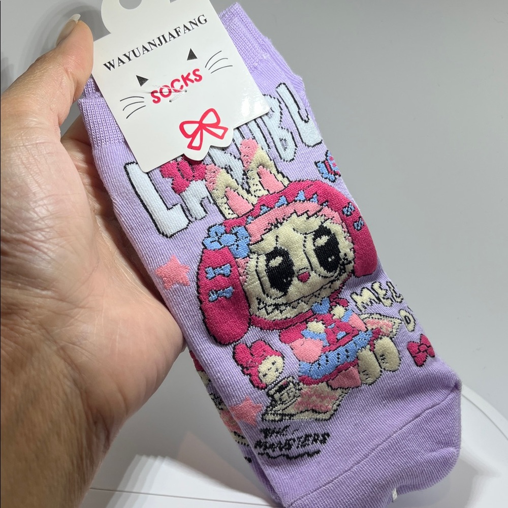 Labubu character-themed crew socks